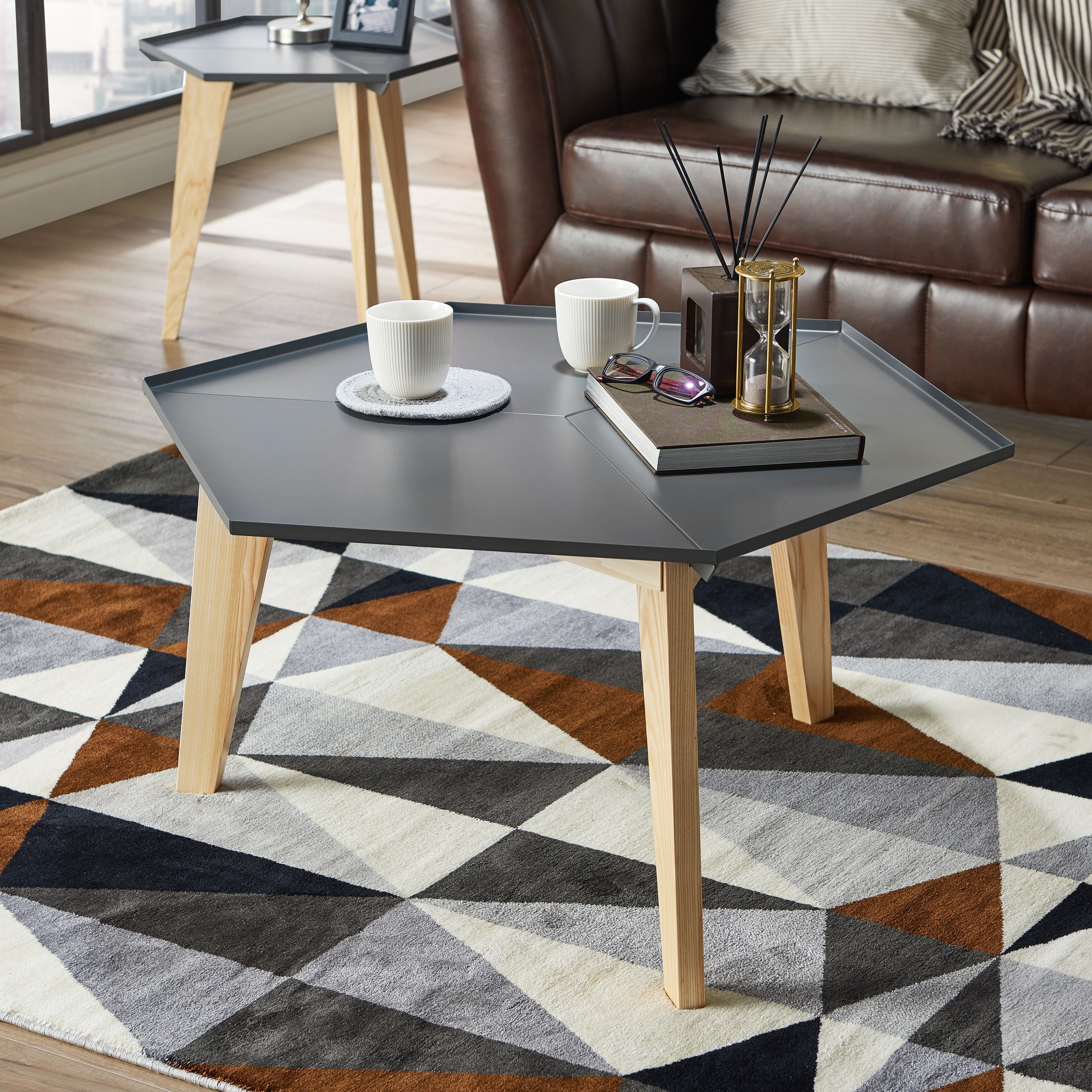 Furniture of America Vidor Coffee Table with Tray Top, Gray