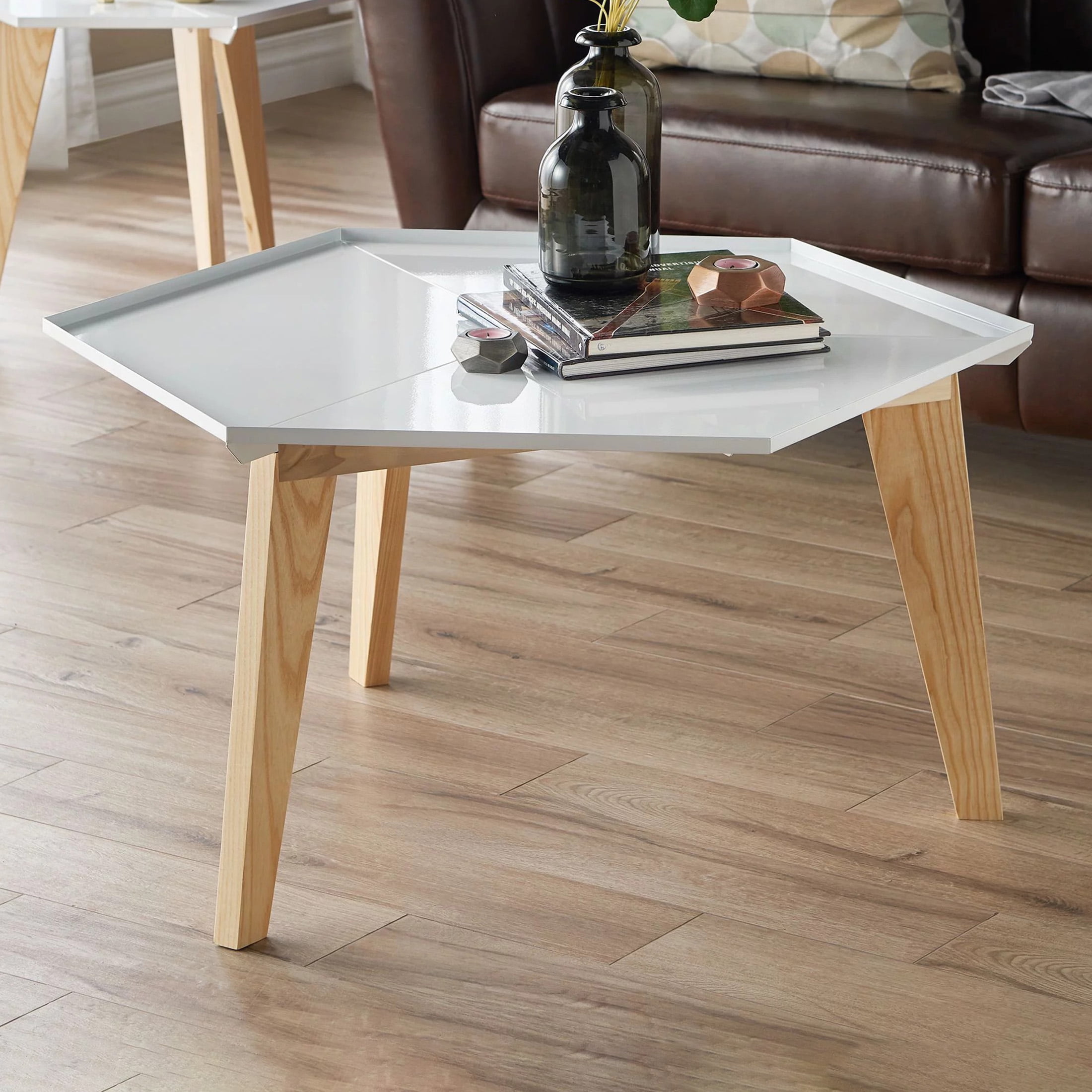 Furniture of America Vidor Coffee Table with Tray Top, White