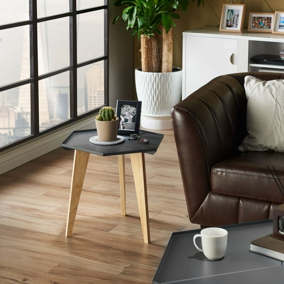 Furniture of America Vidor End Table with Tray Top, Gray