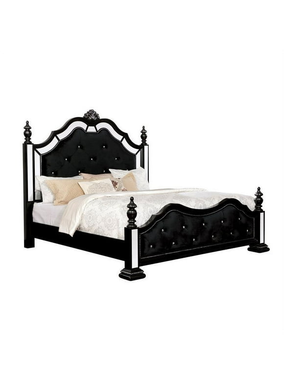 Furniture of America Viktoria Traditional Wood Cal King Poster Bed in Black