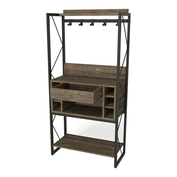 Furniture of America Viven Wood Multi-Storage Baker's Rack in Oak