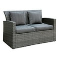 thumbnail image 1 of Furniture of America Vorelli Aluminum and Rattan Patio Loveseat in Gray, 1 of 8