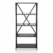 Furniture of America Vorsko Industrial Metal 5-Shelf Bookcase in Black