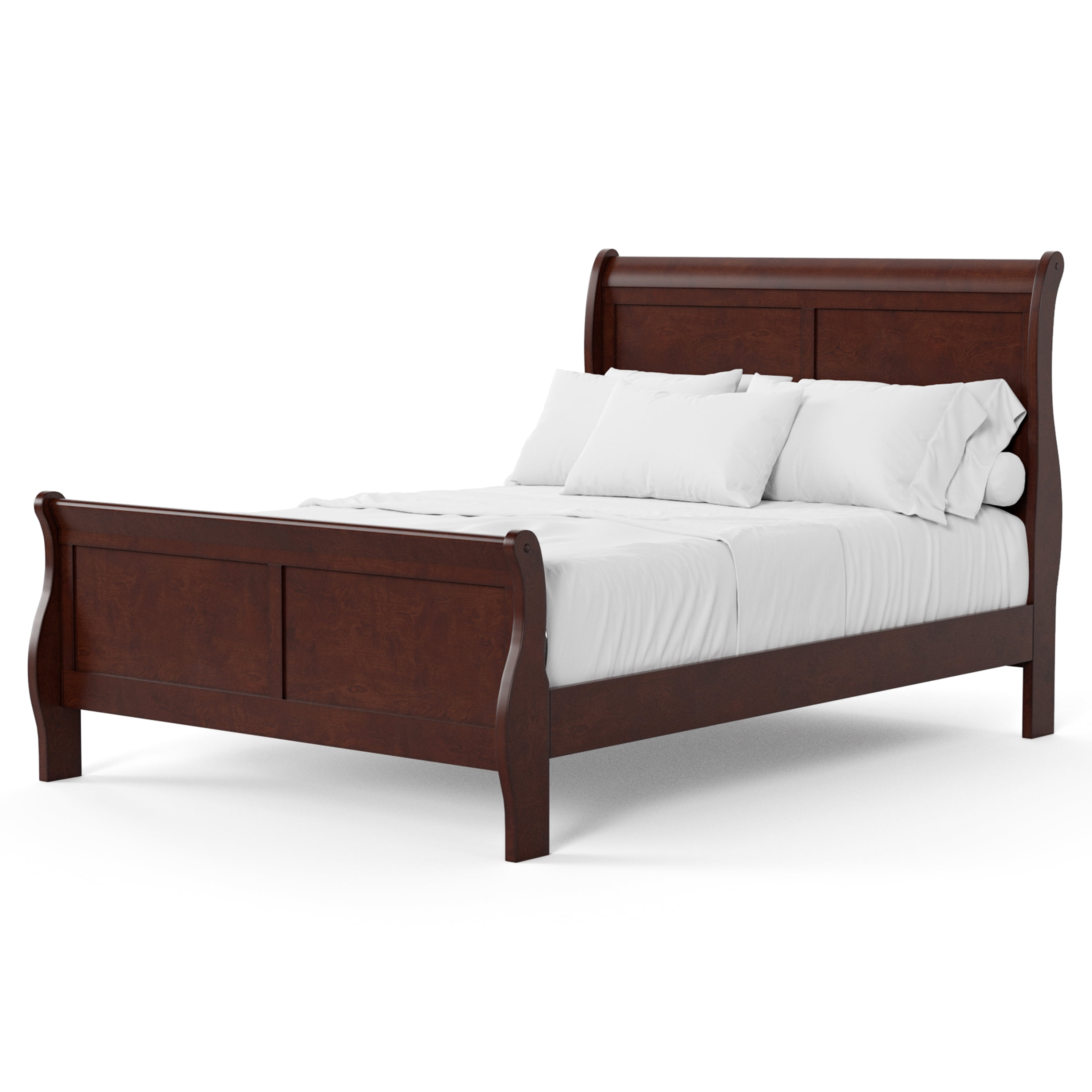 Furniture of America Vrai Adult Full Sleigh Headboard Wood Panel Bed, Cherry