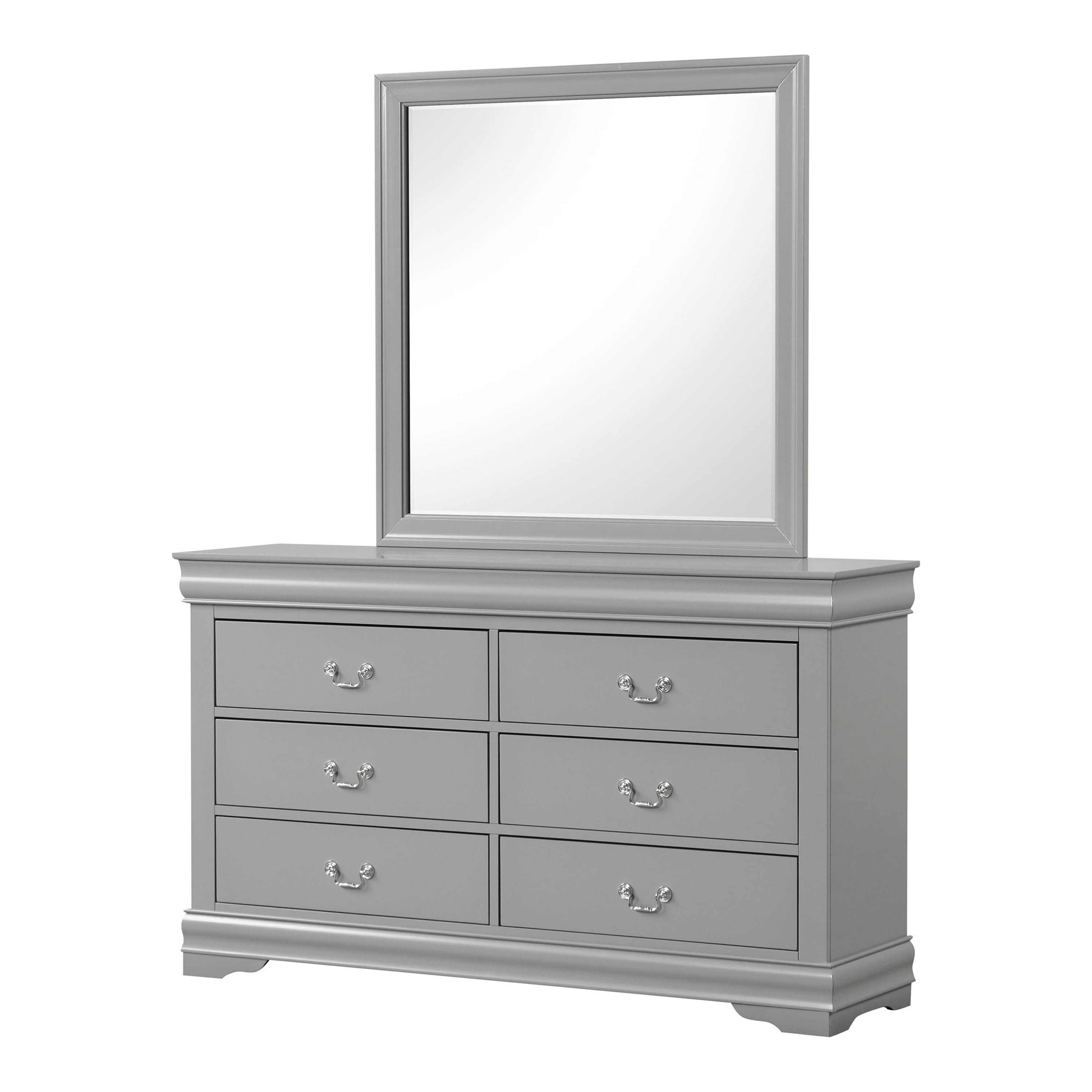 Furniture of America Vrai Modern 6-Drawer Dresser with Mirror, Gray