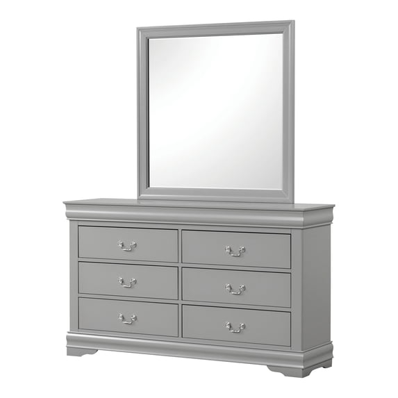 Furniture of America Vrai Modern 6-Drawer Dresser with Mirror, Gray