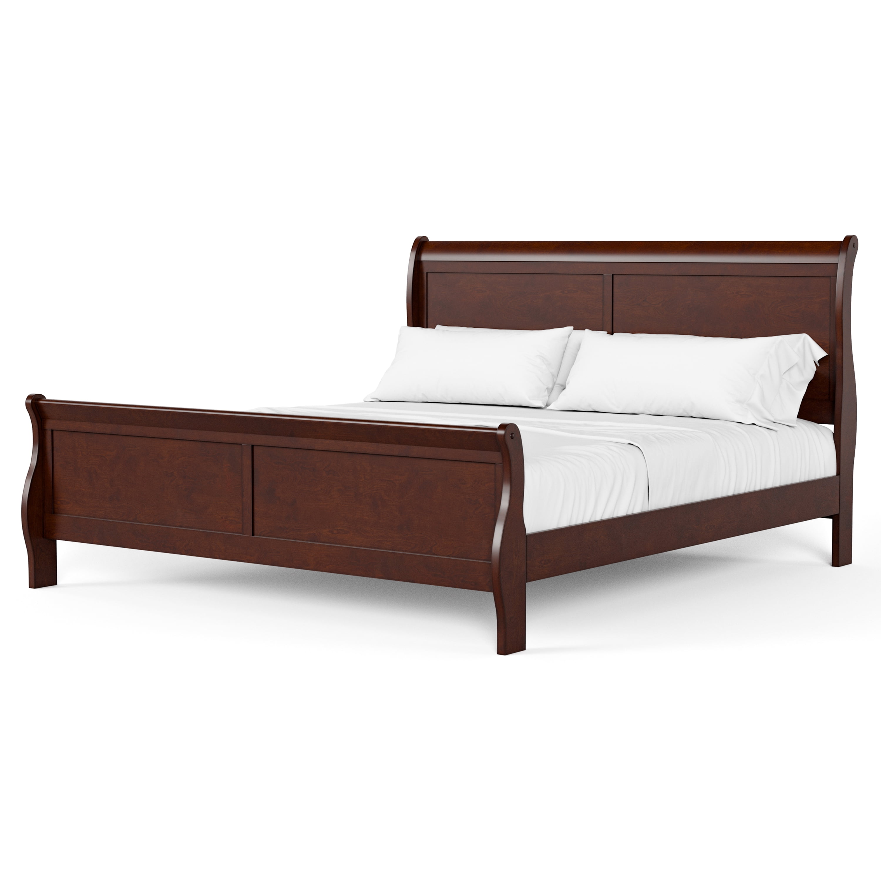 Furniture of America Vrai Adult Queen Sleigh Headboard Wood Bed, Cherry