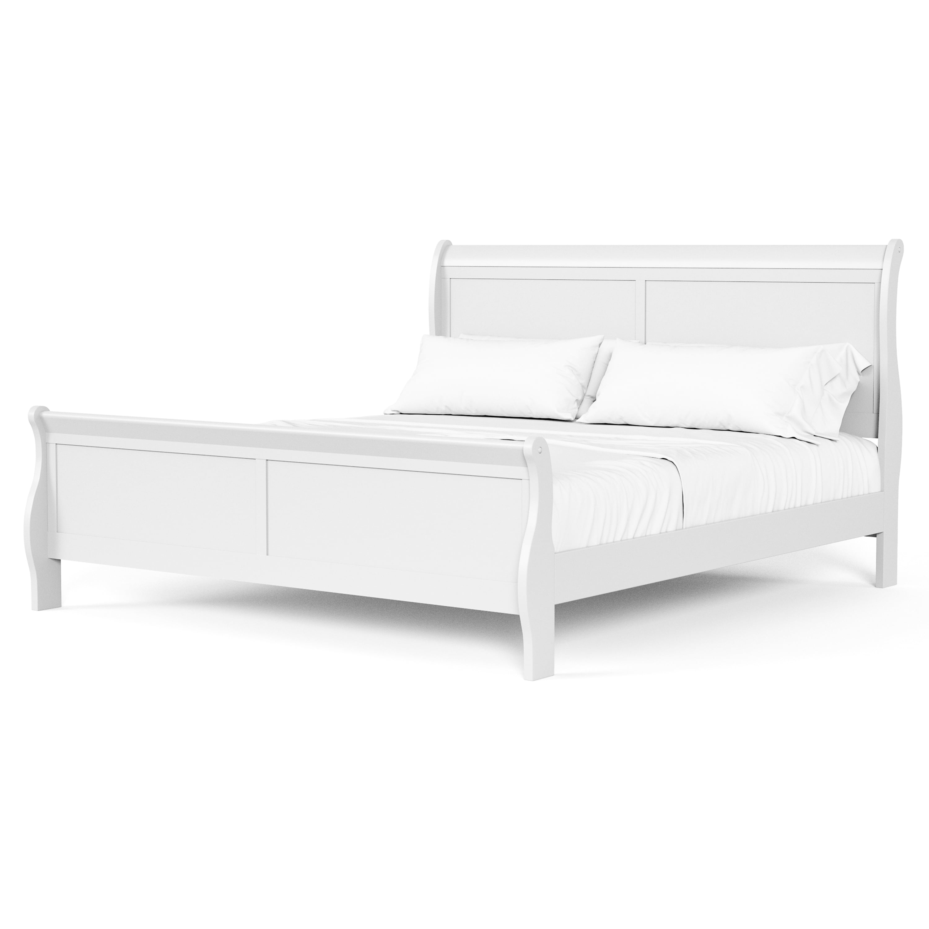 Furniture of America Vrai Adult Queen Sleigh Headboard Wood Bed, White