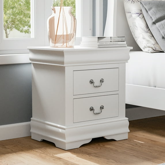 Furniture of America Vrai Transitional 2-Drawer Adult Nightstand, White