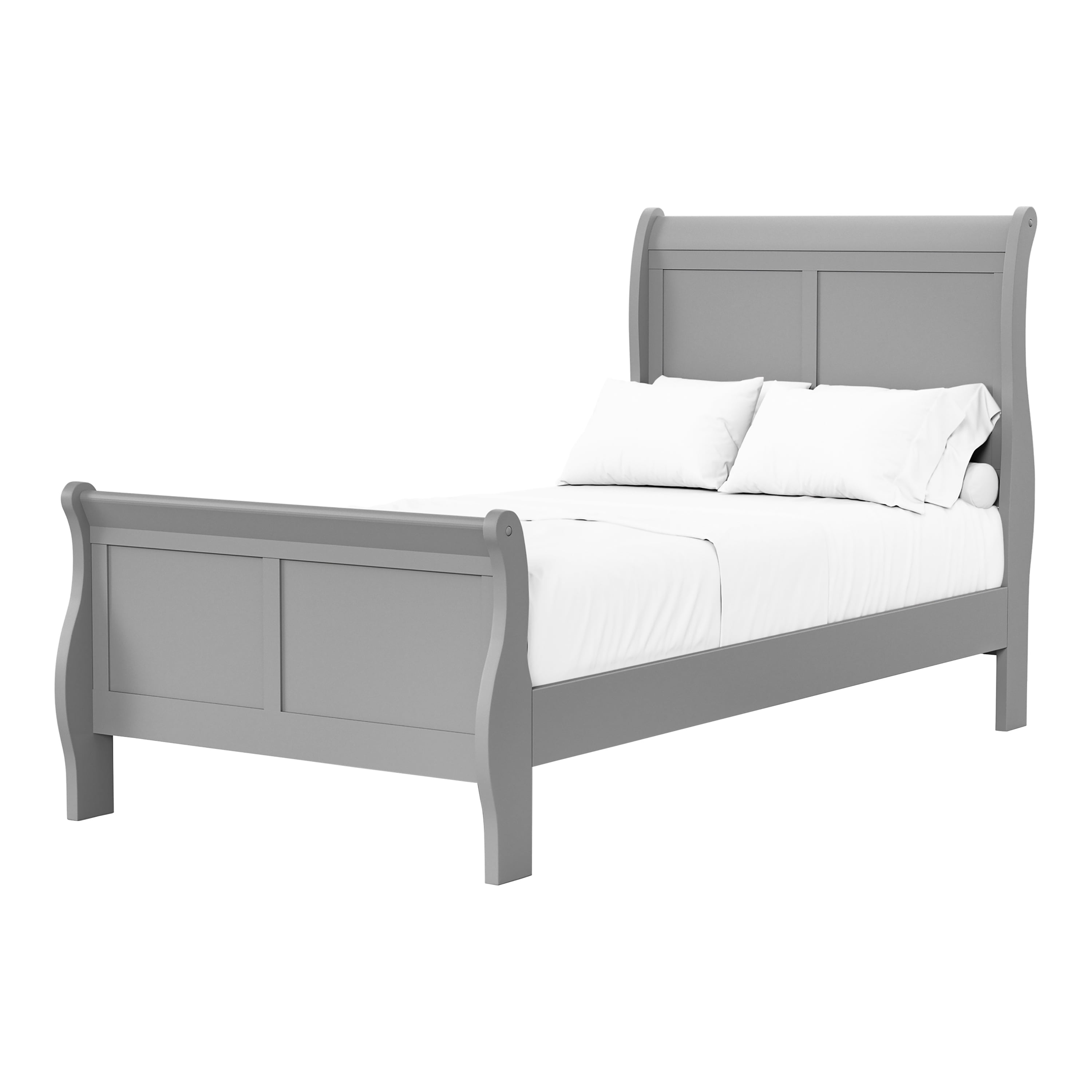 Furniture of America Vrai Adult Twin Sleigh Headboard Wood Panel Bed, Gray