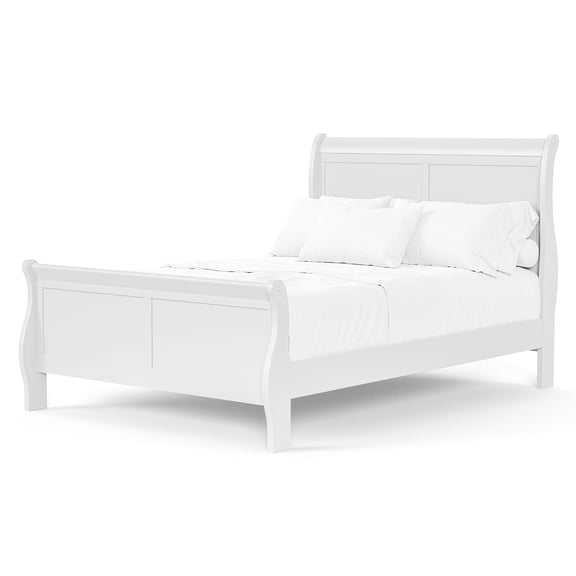 Furniture of America Vrai Adult Twin Sleigh Headboard Wood Panel Bed, White