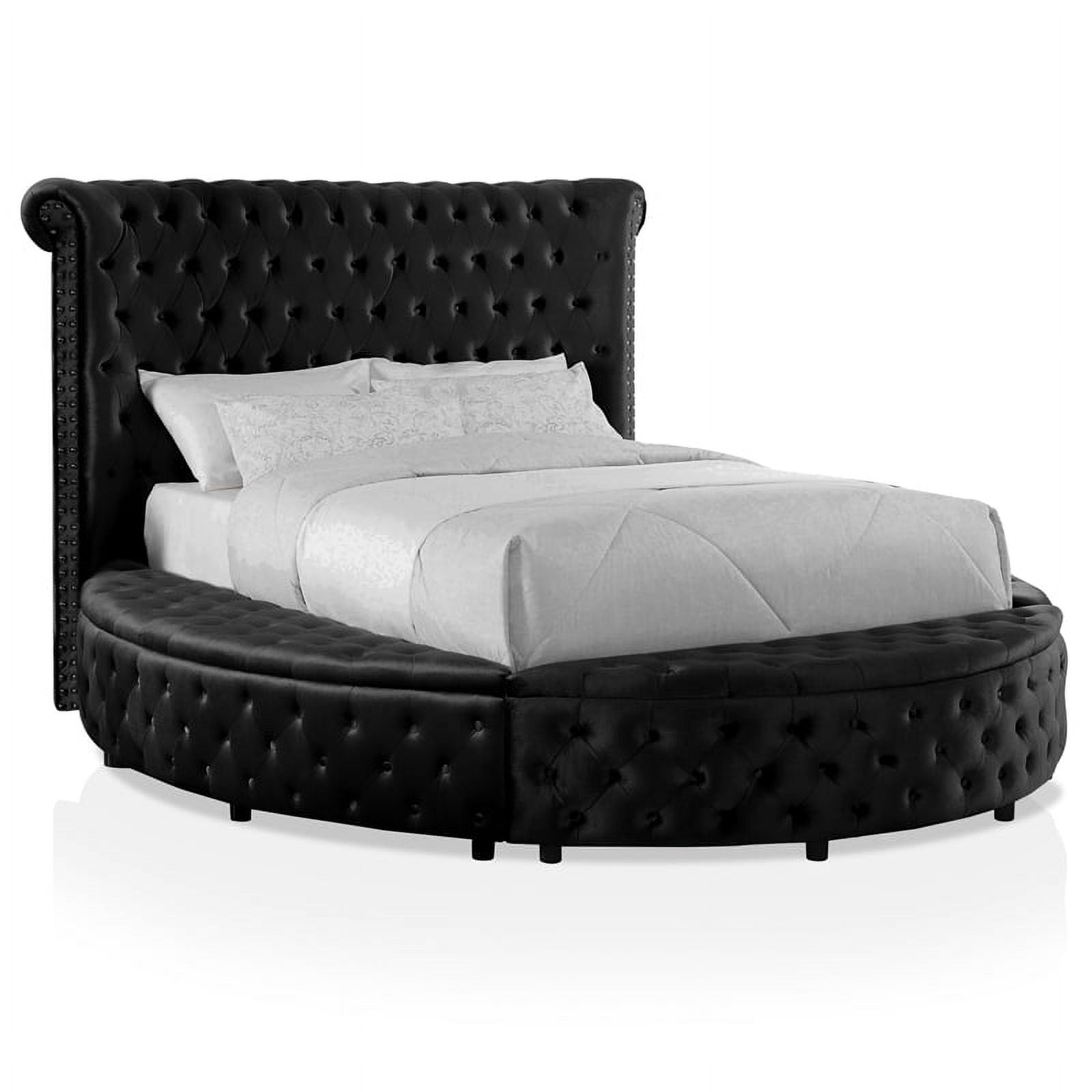 Furniture of America Vriam Glam Fabric Wingback Storage King Bed in