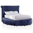 thumbnail image 1 of Furniture of America Vriam Glam Fabric Wingback Storage King Bed in Blue, 1 of 7