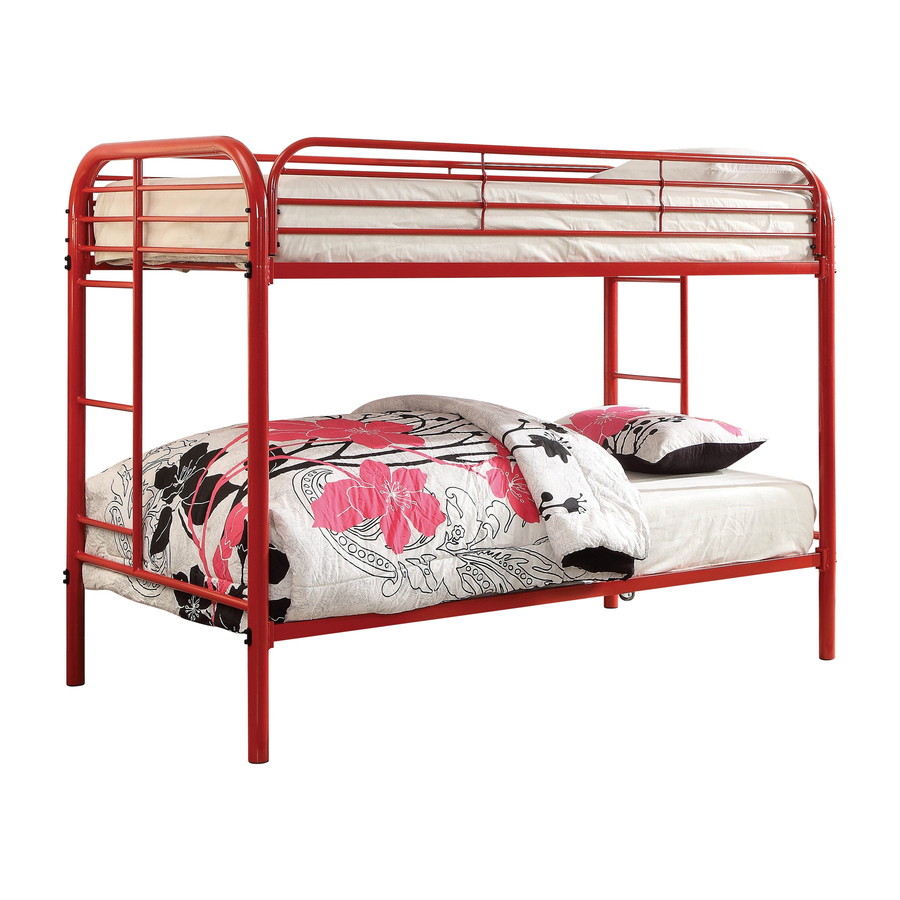 Furniture of America Wade Transitional Metal Bunk Bed, Twin/Twin, Red