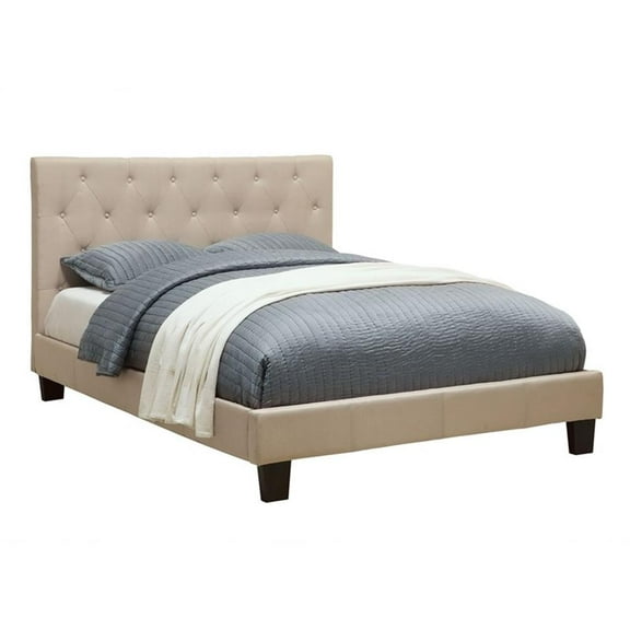 Furniture of America Warscher Fabric King Tufted Platform Bed in Ivory