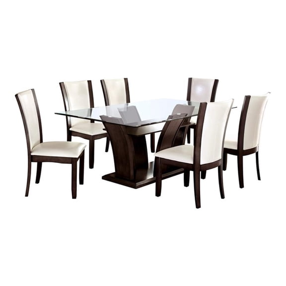 Furniture of America Waverly 7-Piece Wood Dining Table Set in White