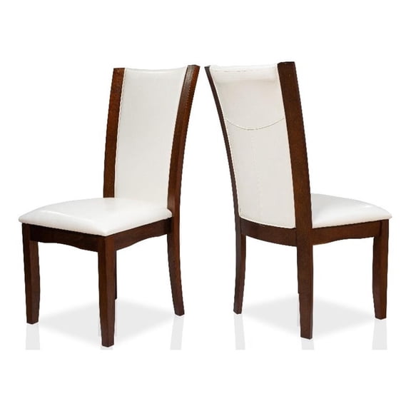 Furniture of America Waverly Faux Leather Side Chair in White (Set of 2)