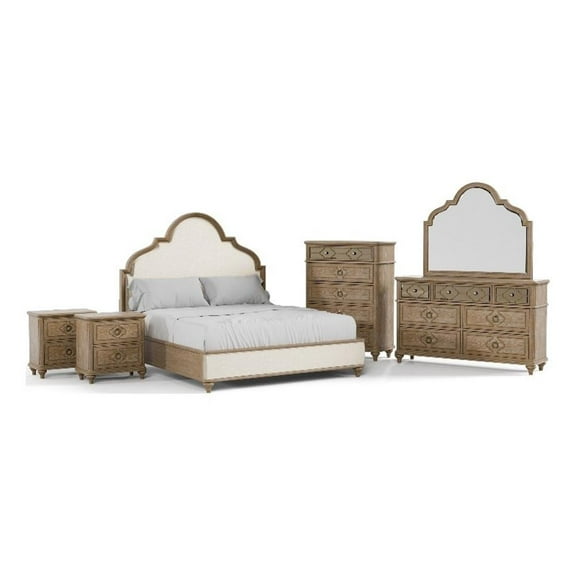 Furniture of America Weile Wood King 6-Piece Bedroom Set in Oak