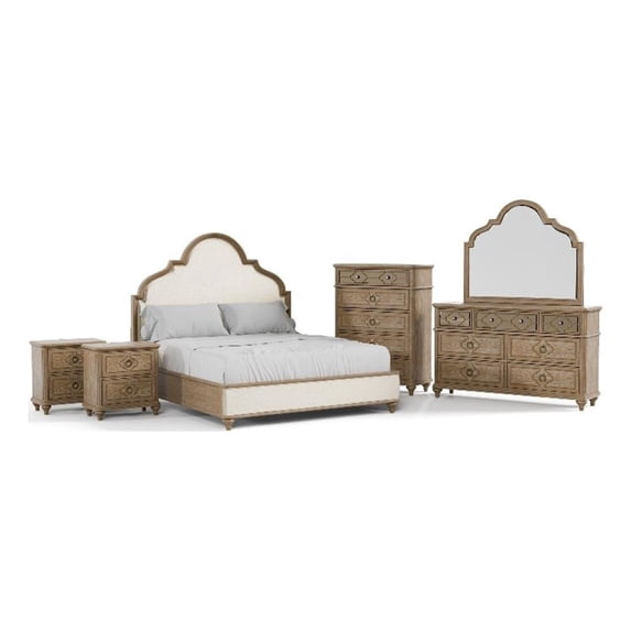 Furniture of America Weile Wood Queen 6-Piece Bedroom Set in Oak