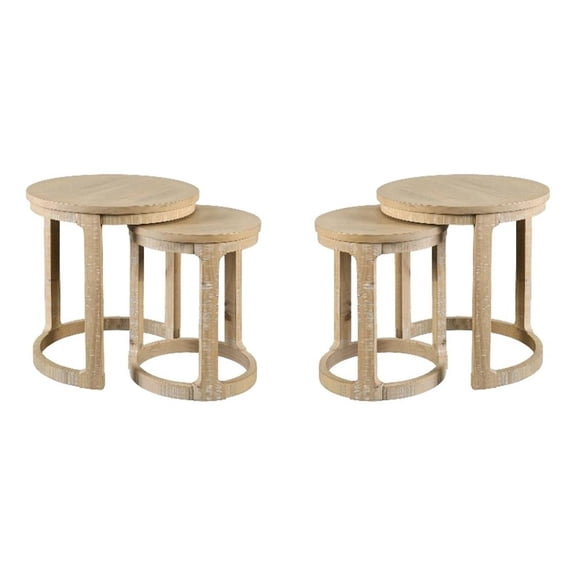 Furniture of America Wodela Solid Wood Nesting End Table in Natural (Set of 2)