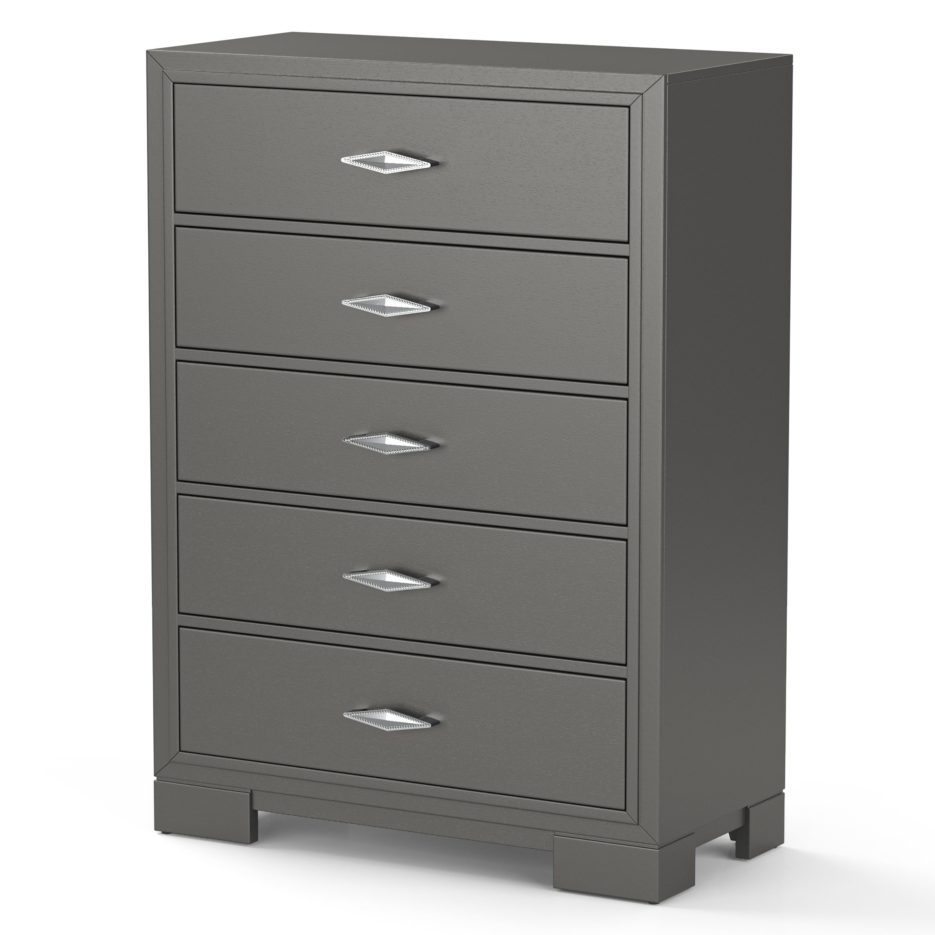 Furniture of America Willow Wood 5-Drawer Chest, Metallic Gray