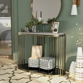 thumbnail image 1 of Furniture of America Wilmo Faux Marble 1-Shelf Console Table, Brass, 1 of 9