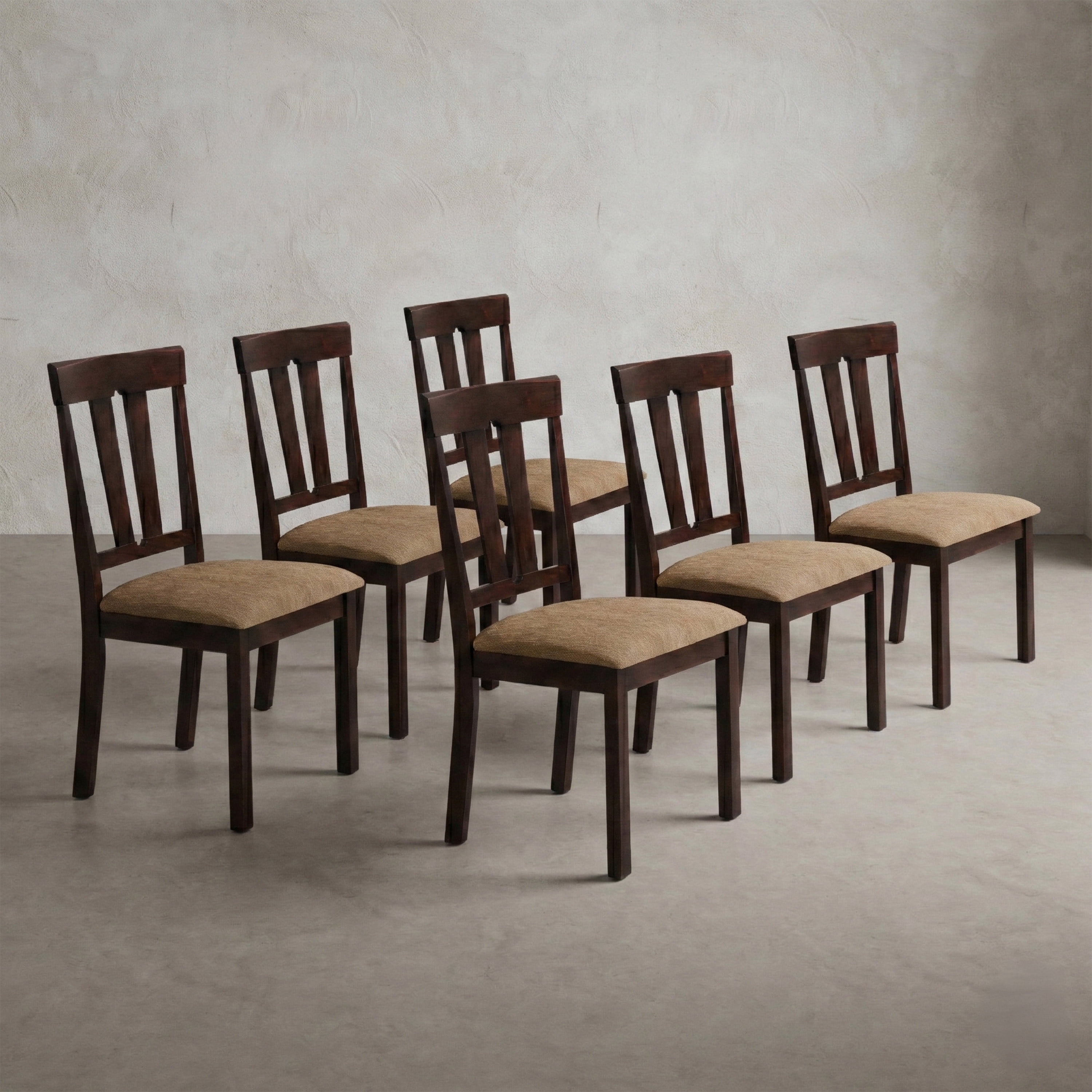 Furniture of America Winnia Modern Solid Wood Slat Back Dining Side Chairs, Brown Cherry (Set of 6)