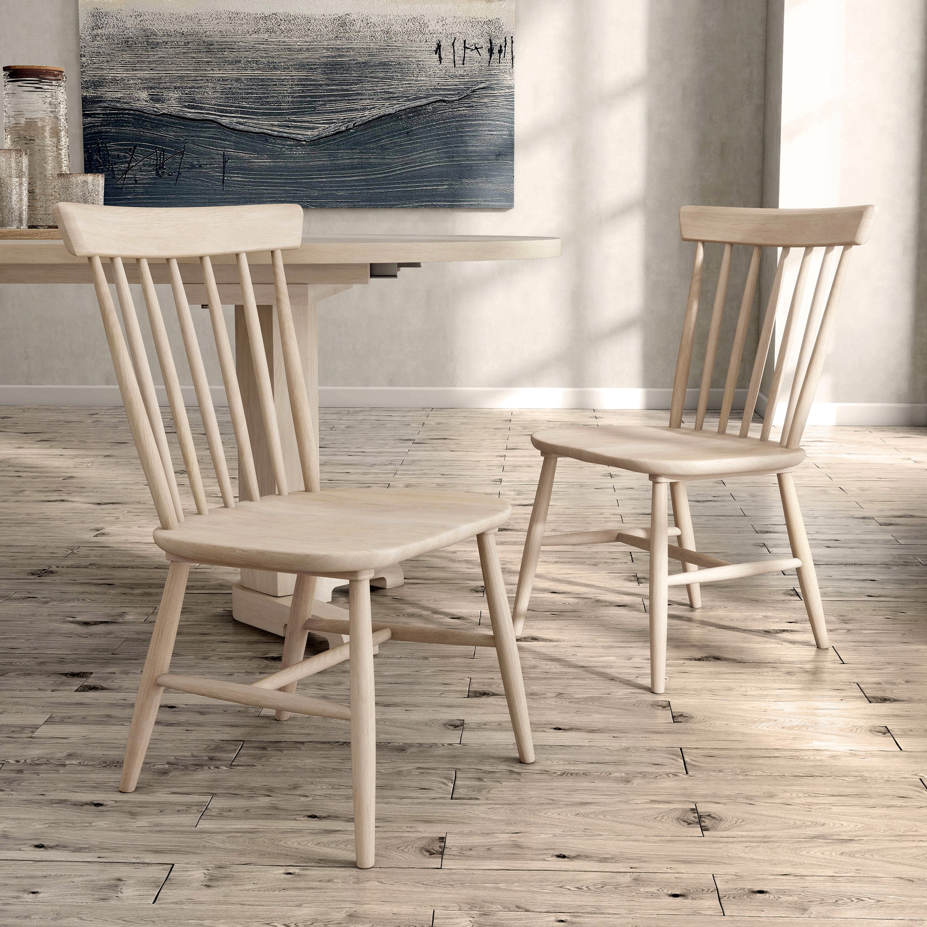 White Oak High Back Windsor Side Chair Set