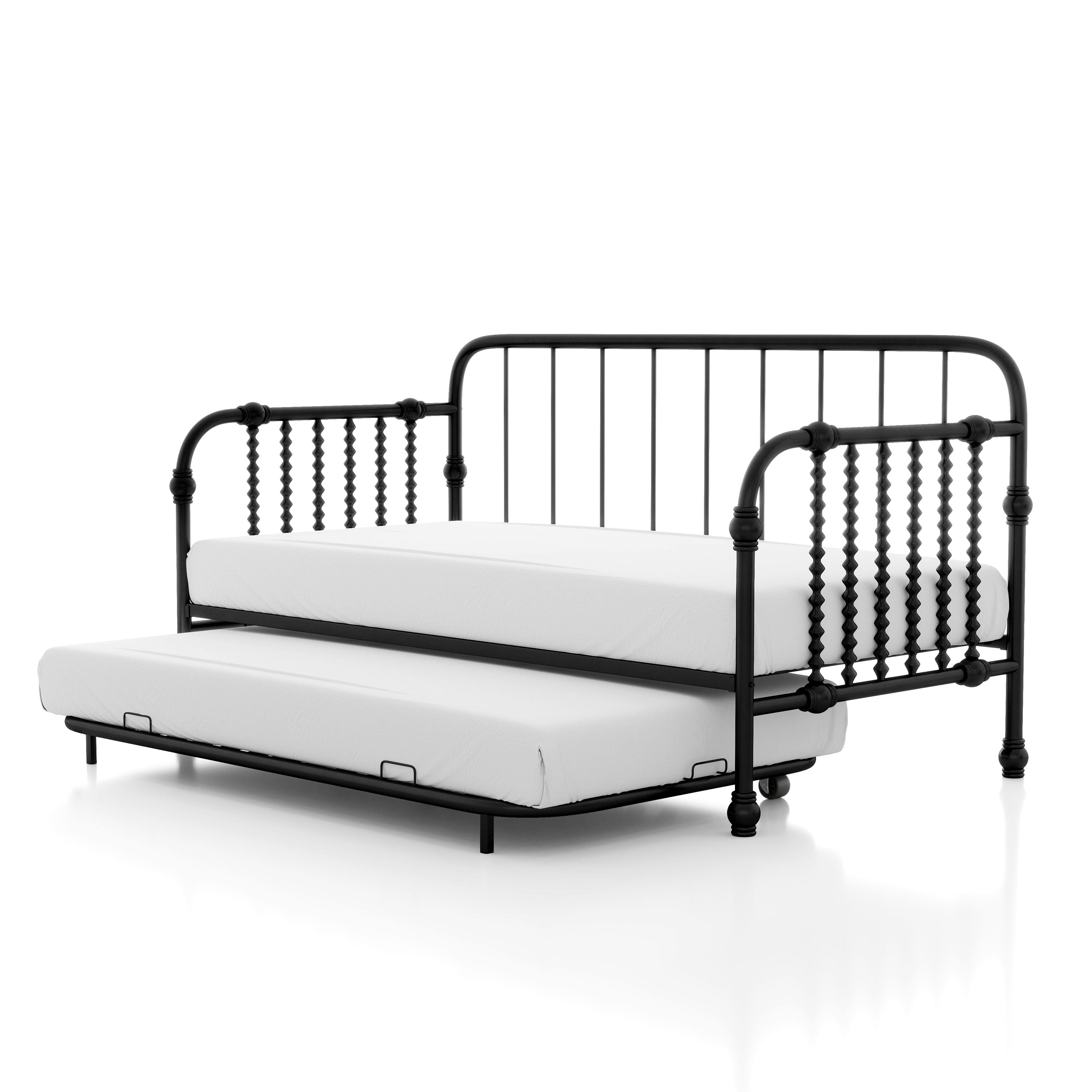 Furniture of America Wren Metal 2-Piece Twin Daybed with Trundle Set, Black
