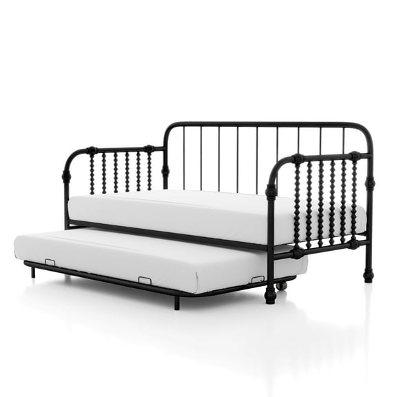 Furniture of America Wren Metal 2-Piece Twin Daybed with Trundle Set, Black