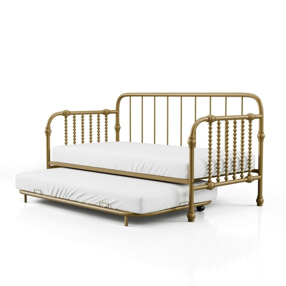 Furniture of America Wren Metal 2-Piece Twin Daybed with Trundle Set, Gold
