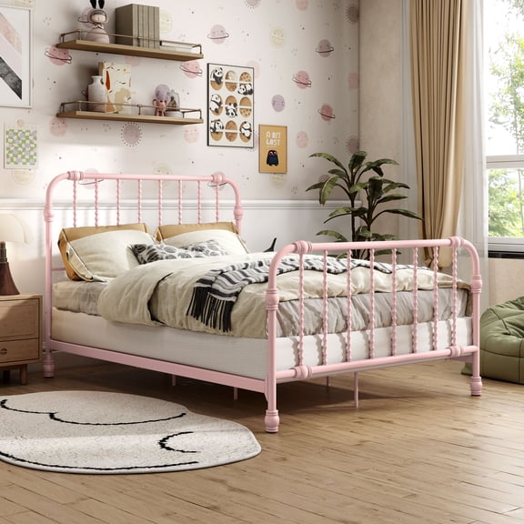Furniture of America Wren Metal Bed, Full Size, Pink
