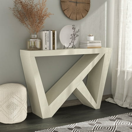 Furniture of America Wyll Rectangle Wood Cream Weave Console Table