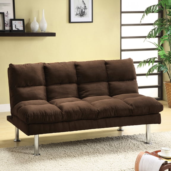 Furniture of America Wyve Modern Fabric Convertible Futon Sofa, Dark Brown