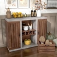 thumbnail image 1 of Furniture of America  Xole 47-in. Rustic 7-shelf Sideboard Distressed Walnut 47.25"W X 15.6"D X 31.50 Distressed,Walnut Finish, 1 of 5