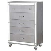 Furniture of America Xulu Contemporary Solid Wood 5-Drawer Chest in Silver