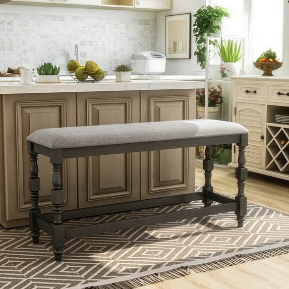 Furniture of America Yelle Padded Counter Height Bench, Gray