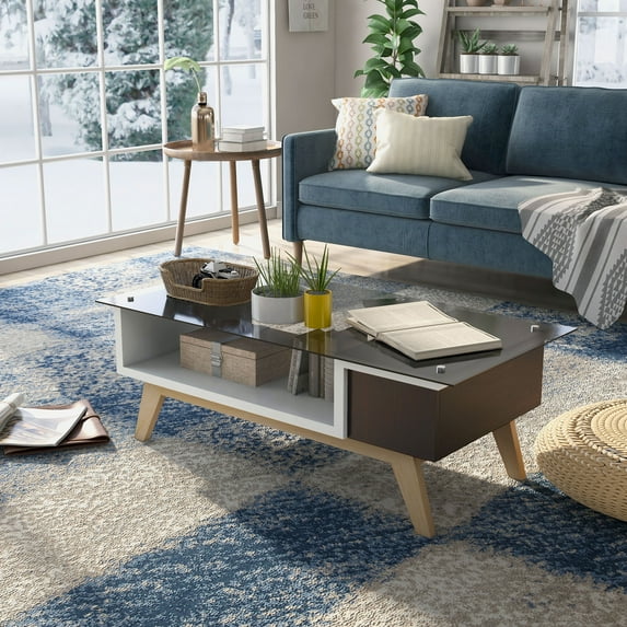 Furniture of America Yogi Hidden Storage Coffee Table, White