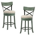 thumbnail image 1 of Furniture of America Zaren Wood Swivel Barstool-Set of 2, Green, 24-in, 1 of 7