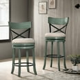 thumbnail image 1 of Furniture of America Zaren Wood Swivel Barstool-Set of 2, Green, 29-in, 1 of 7