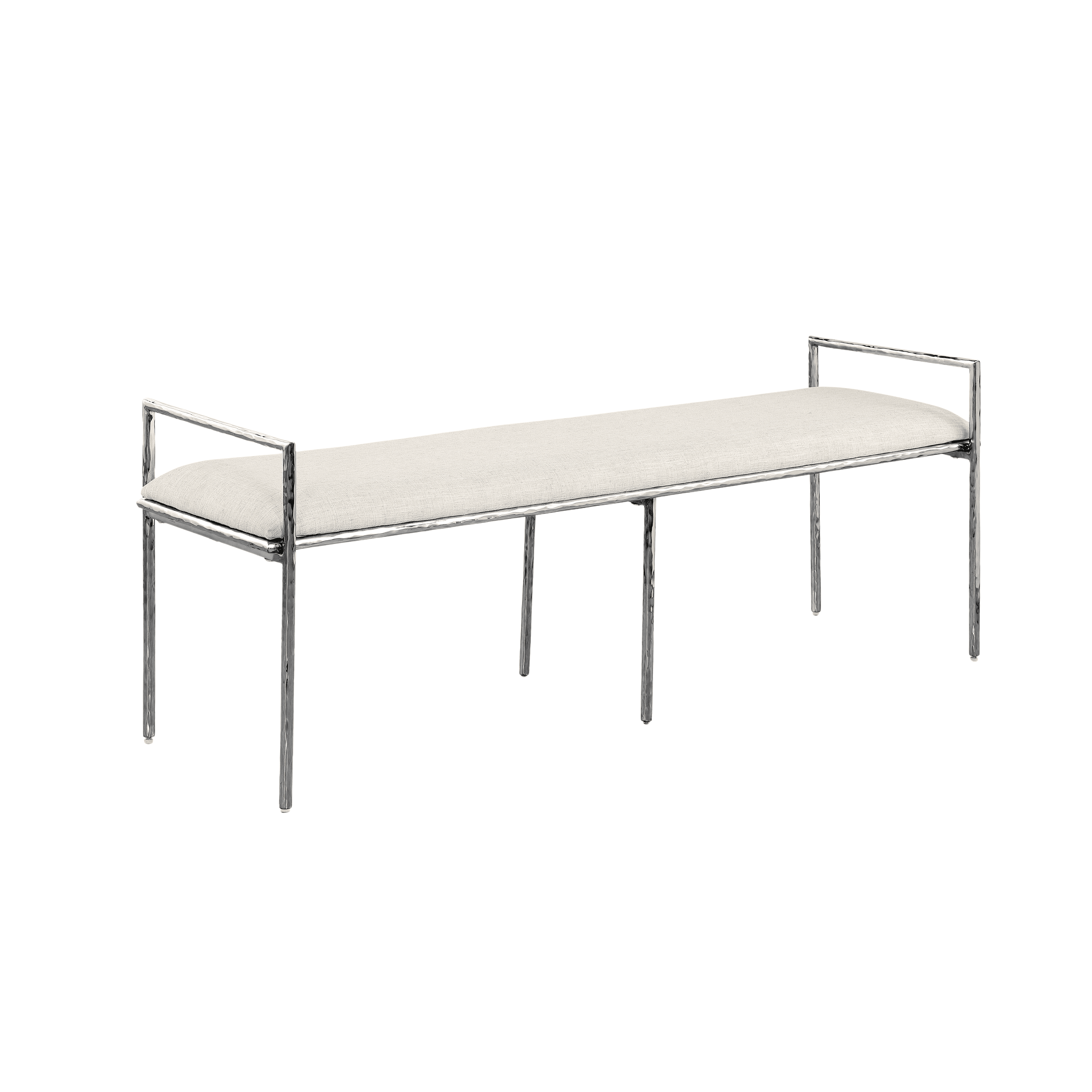 Furniture of America Zayen Modern Stainless Steel Upholstered Bench, Chrome
