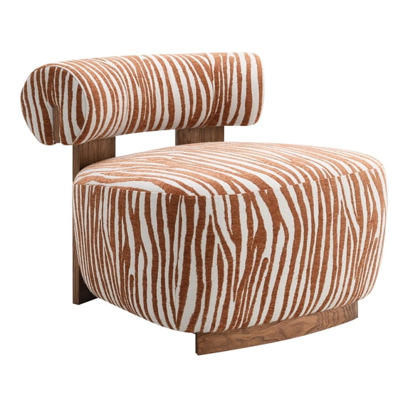 Furniture of America Zenya Modern Chenille Zebra-stripe Pattern Accent Chair, Rustic Orange