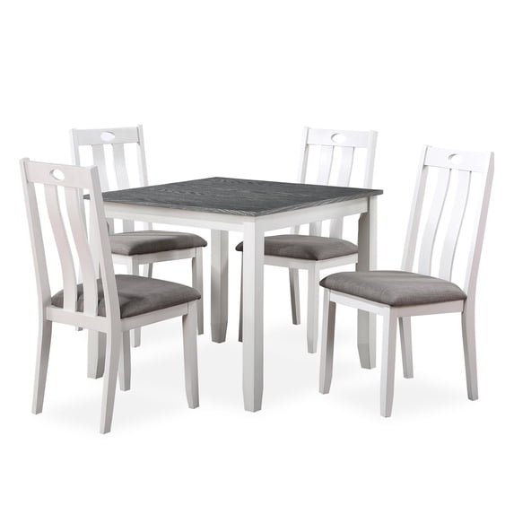 Furniture of America Zinia Transitional Wood 5-Piece Dining Table Set in White
