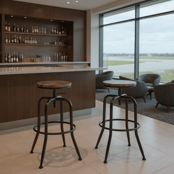 Homy Casa Set of 2 Airport Lounge Bar Stools with Swivel Seat and Footrest for VIP Lounges, Waiting Areas and Hospitality Counters