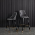 thumbnail image 1 of FurnitureR 30'' Modern Barstool Faux Leather Black Legs Set of 2, 1 of 5