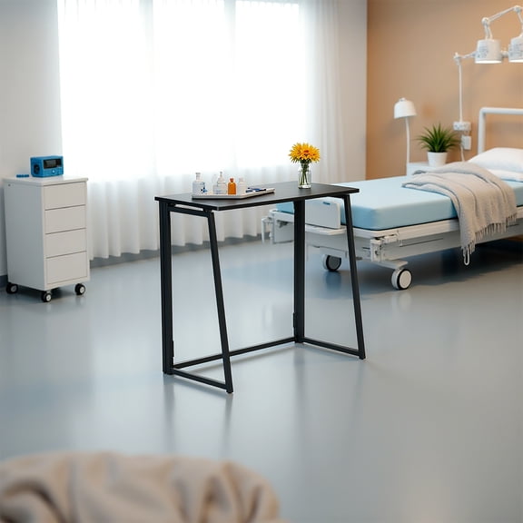 FurnitureR 31.5'' Folding Overbed Table, Portable Bedside Table with Easy Assembly, Ideal for Patients, Elderly, or Bedridden Use, Foldable for Eating, Reading, or Recovery Support
