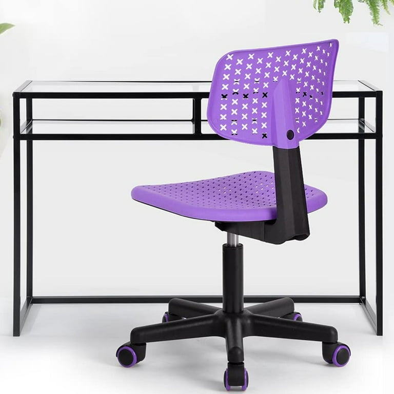 FurnitureR 360 Swivel Task Chair, Low Back Armless Writing Desk Chair with  Adjustable Height & Lumbar Support for Teens Boys Girls Students, Computer  Desk Chair for Home Office, PURPLE 