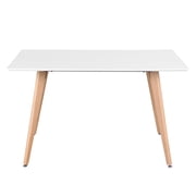 FurnitureR 47.2Modern Rectangle Dining Table, Simple Table Leisure Coffee Table Office Conference Meeting Table with Strong Wooden Legs and Adjustable Footpads for Home Kitchen Dining Living Room