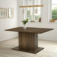 thumbnail image 1 of FurnitureR 63''Rectangular Dining Table Simplicity Kitchen Table with Wooden Pedestal Base Contemporary Living Room Dining Room Table Furniture, Seats Up to 6, Brown, 1 of 8