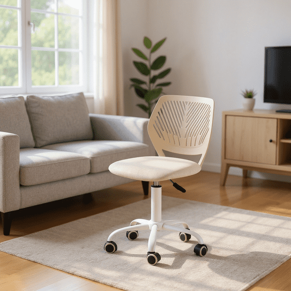 Homy Casa Ergonomic Mesh Task Stool Adjustable Swivel with Height Control and Rolling Base for Living Room Temporary Office Study and Work From Home Use
